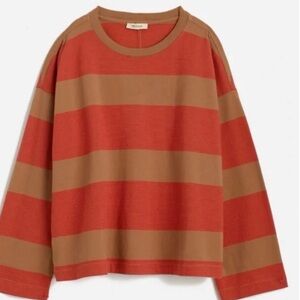Madewell Red and Brown Striped Long Sleeve Tee